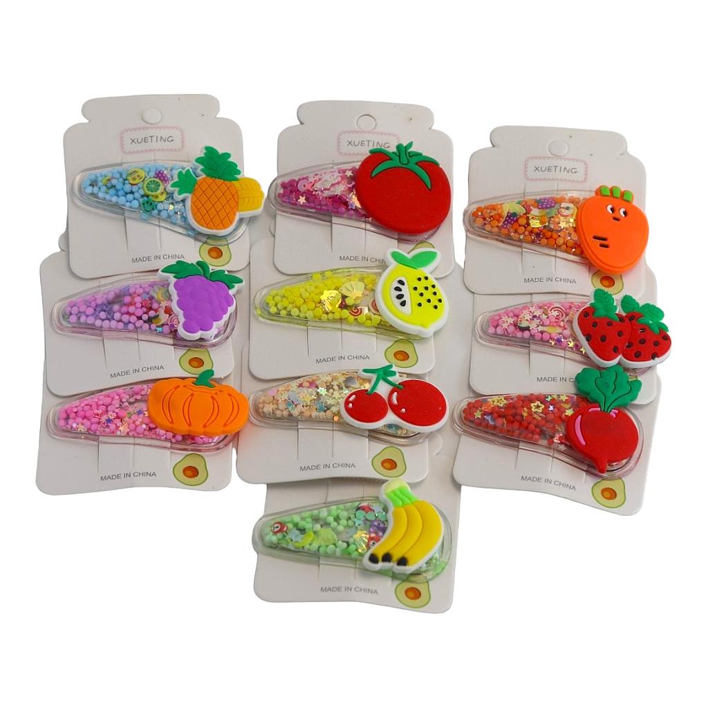 A82	Cartera con 10 Broche p/cabello Frutas p/niña