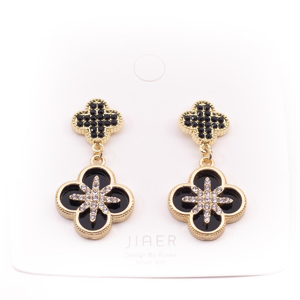 AR6009	Arete Bisuteria Largo Flor con piedras