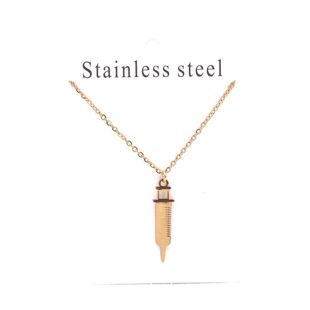 COL121	Collar Acero Dorado Jeringa