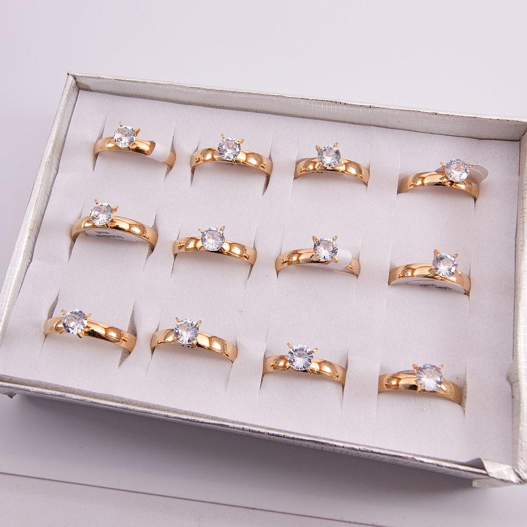 AN1042 Anillo Acero Dorado con Piedra