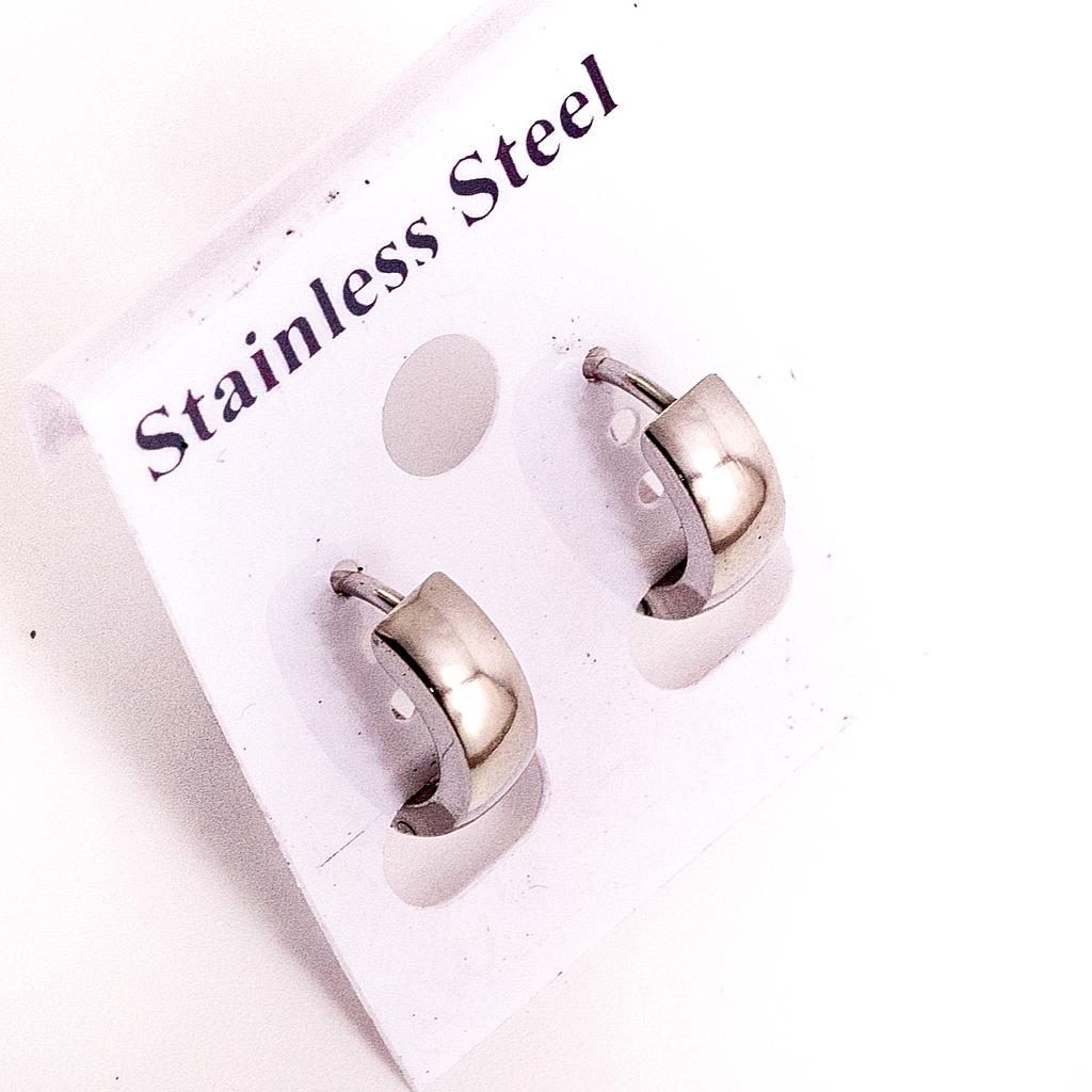 AR21605	 Arracada Acero Plateada