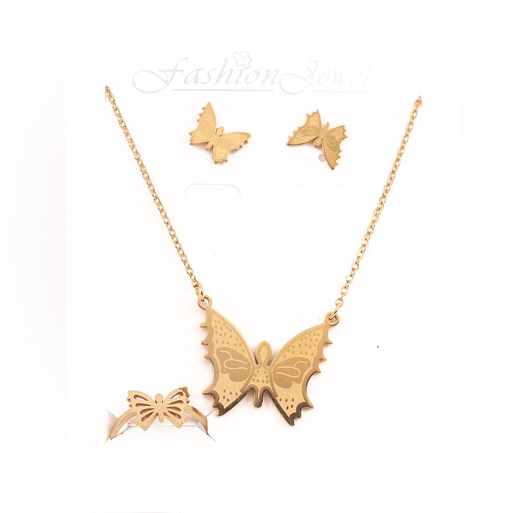 COL1271	Juego Acero Dorado Mariposa