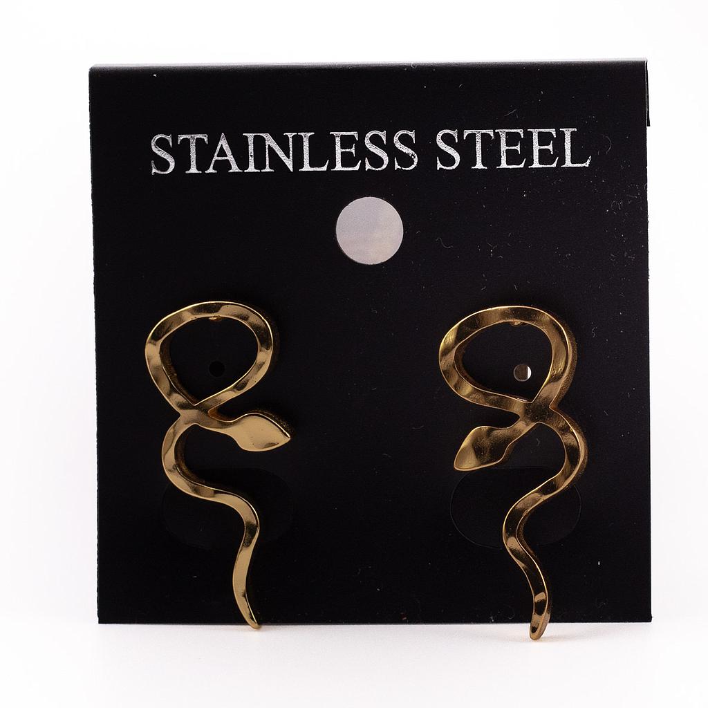 AR1217 Aretes Acero Serpiente Dorada