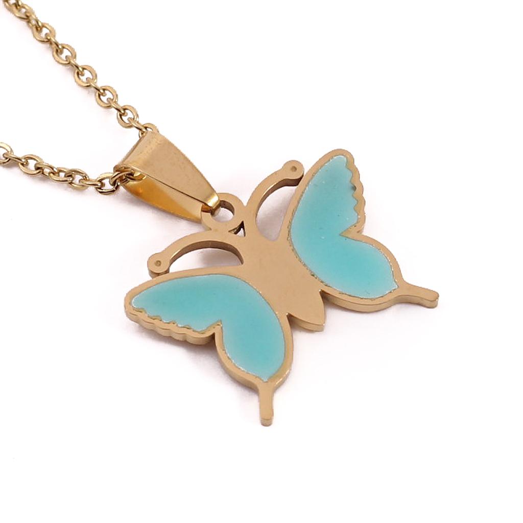 COL21109 Collar Acero Dorada figura luminosa  27 mm