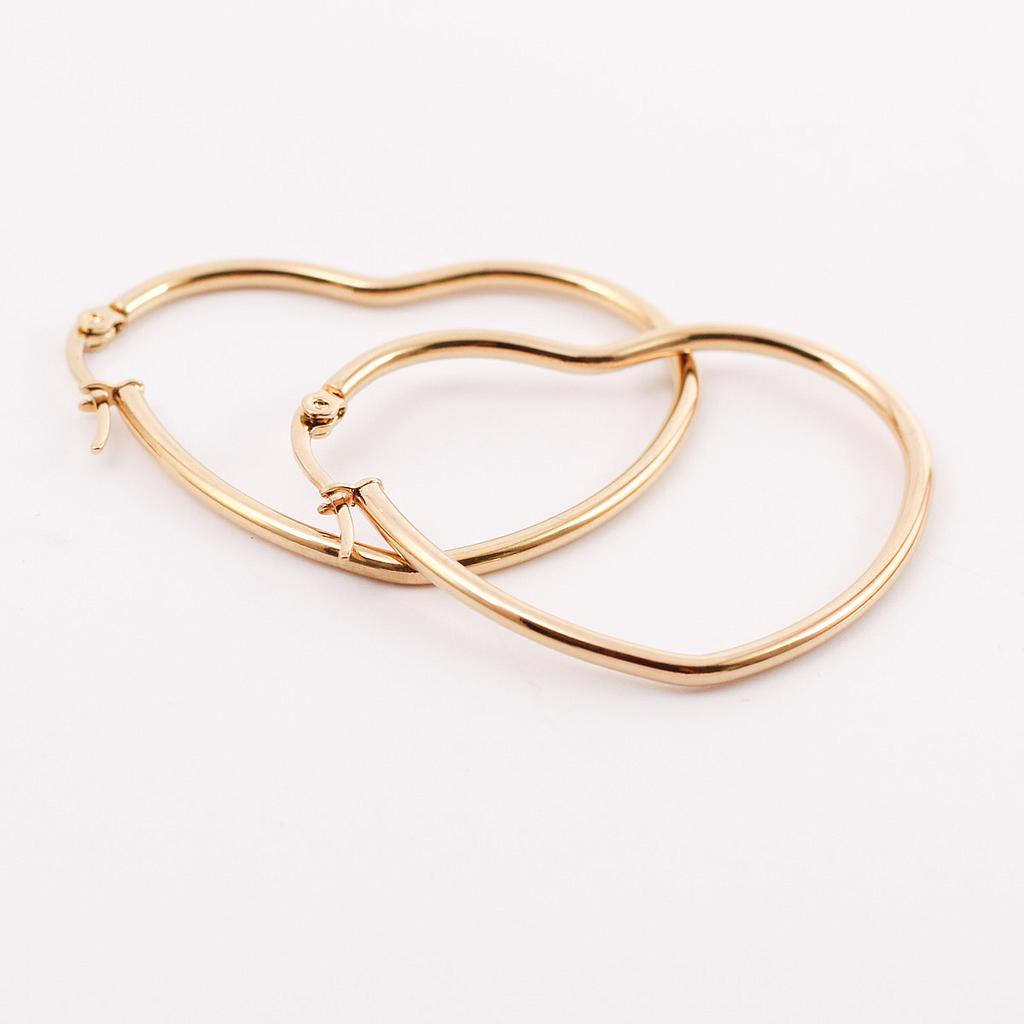 AR034 Arracada Acero Corazon  Dorado  40 mm