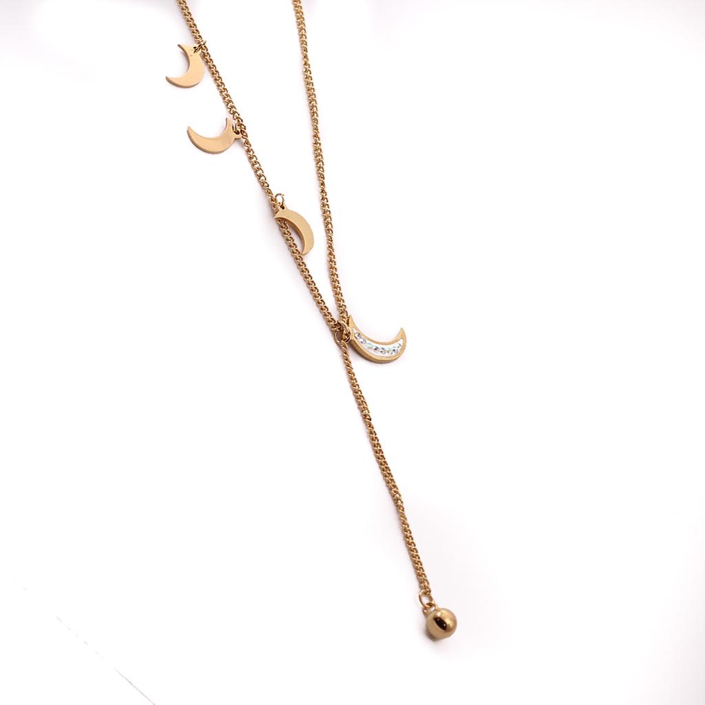 COL21401 Collar Acero Dorado dijes y esfera colgante