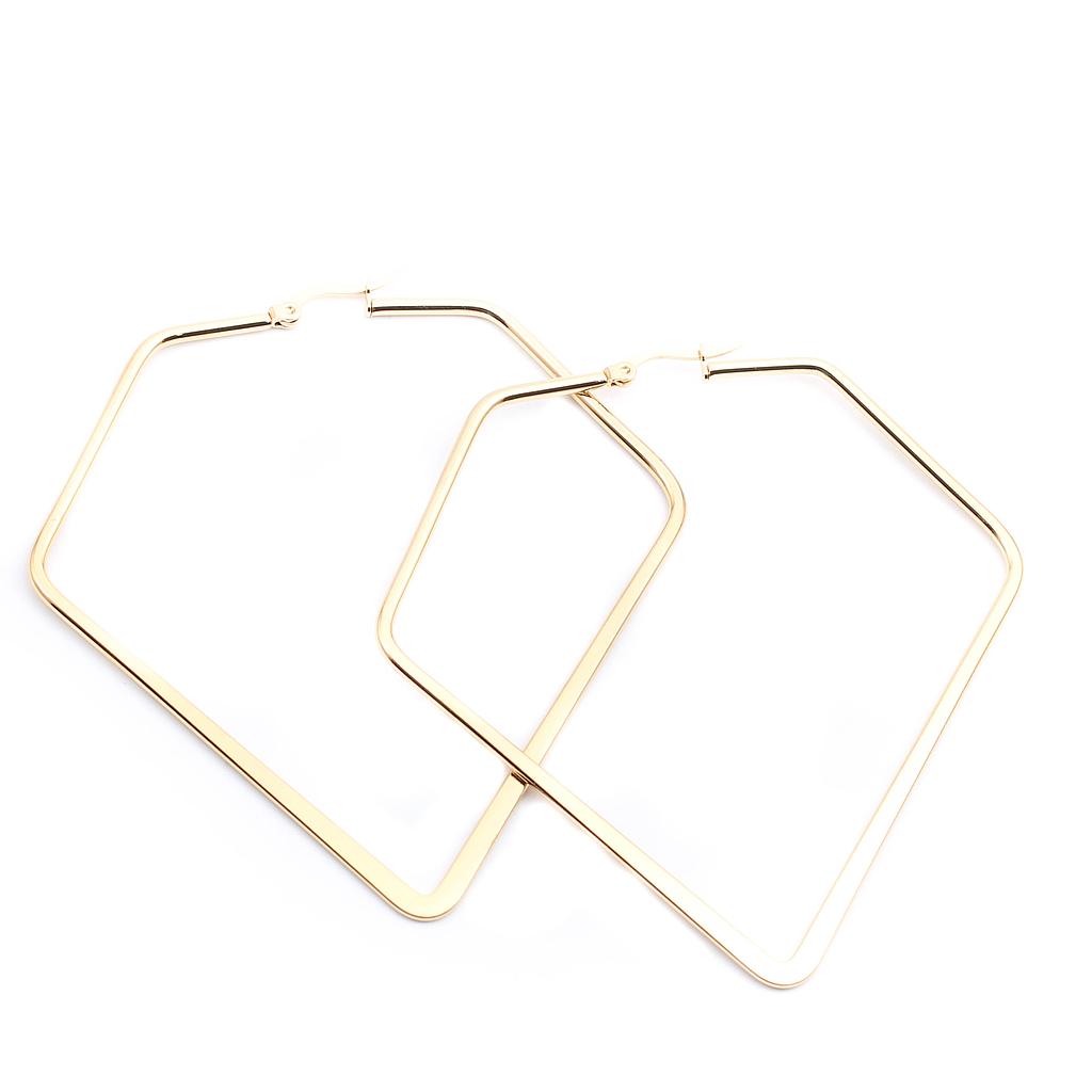 AR19403	Arracada Acero Dorana Pentagono 7 cm