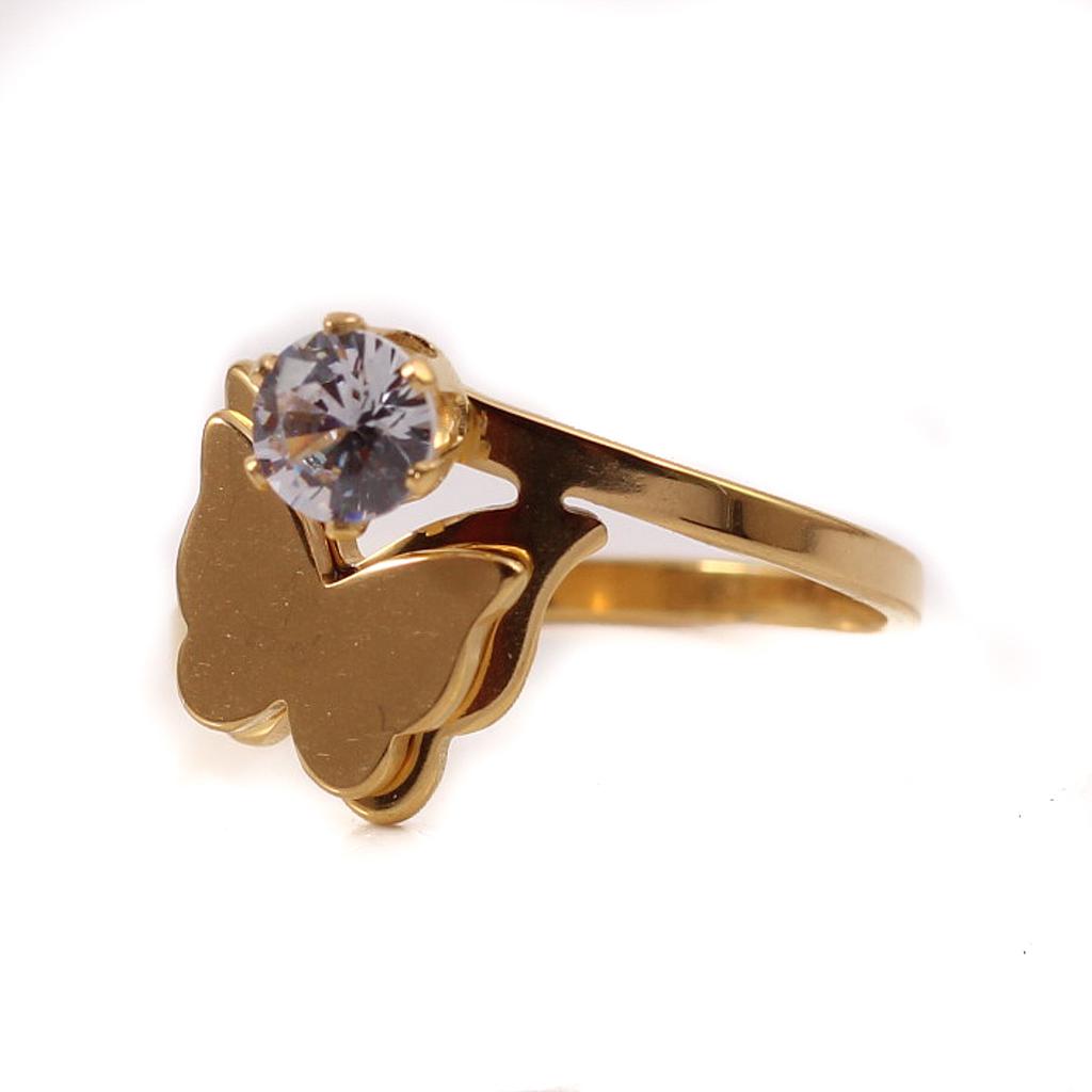 AN2119	Anillo Acero Dorado Mariposa pidrita