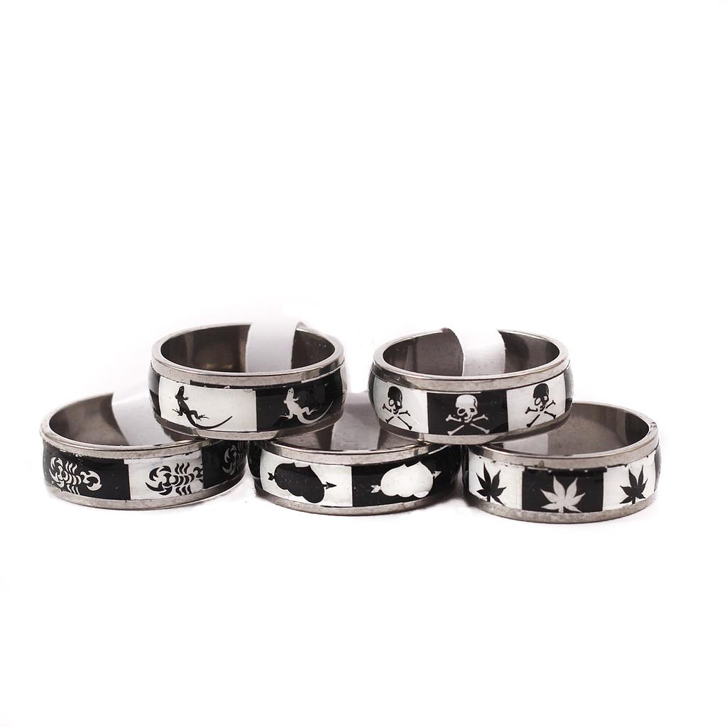 AN2105	Anillo Acero  Plata negro y blanco