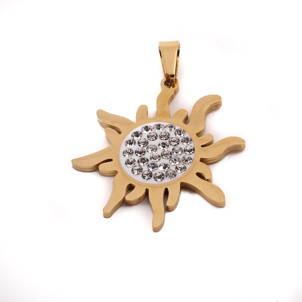 JE2214 Dije Acero Dorado con Piedras 2 cm