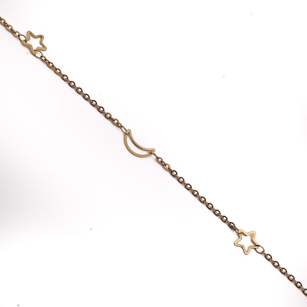 PUL1142	 Pulsera Acero Dorada eslabón figuras