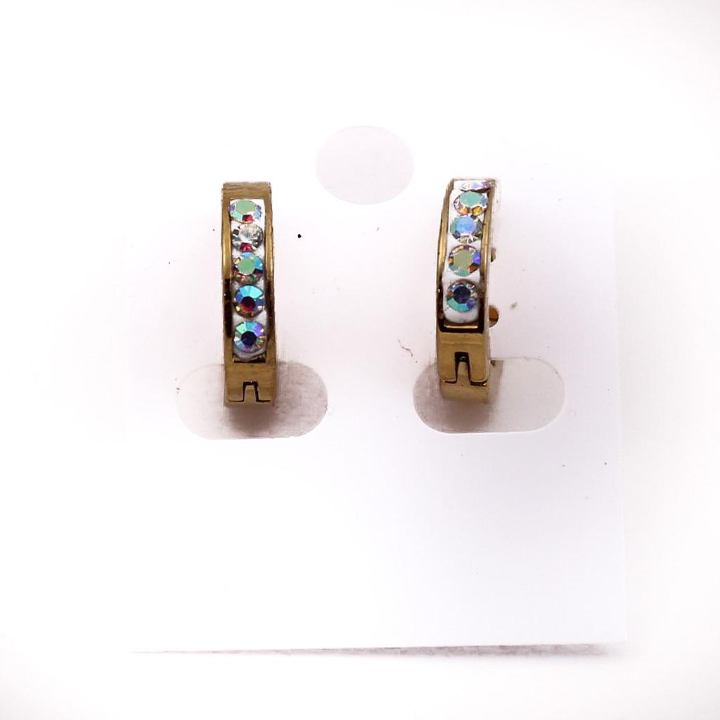 AR1814 Huggie Acero Doraro una Hilera de piedritas 15mm