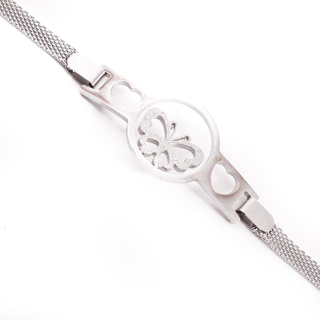 PUL1021	Pulsera  Acero Plateada Circulo figura extensible delgado