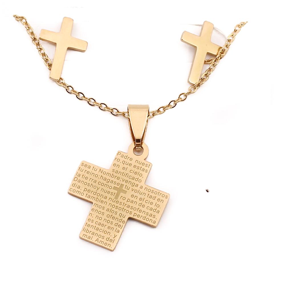 COL10101 Juego de Acero Virgen o Cruz del Padre nuestro