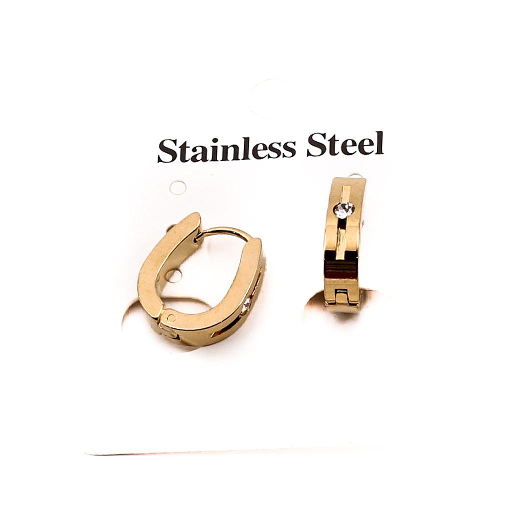 AR1112 Huggies  Acero Dorado  Ovalado con piedrita