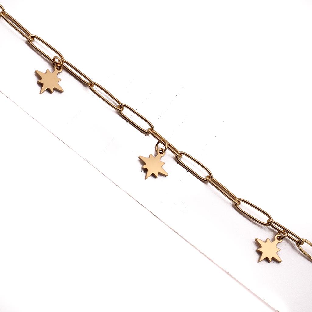 PUL22316 Pulsera Acero dorada Eslabon grande y dijes chicos varios modelos