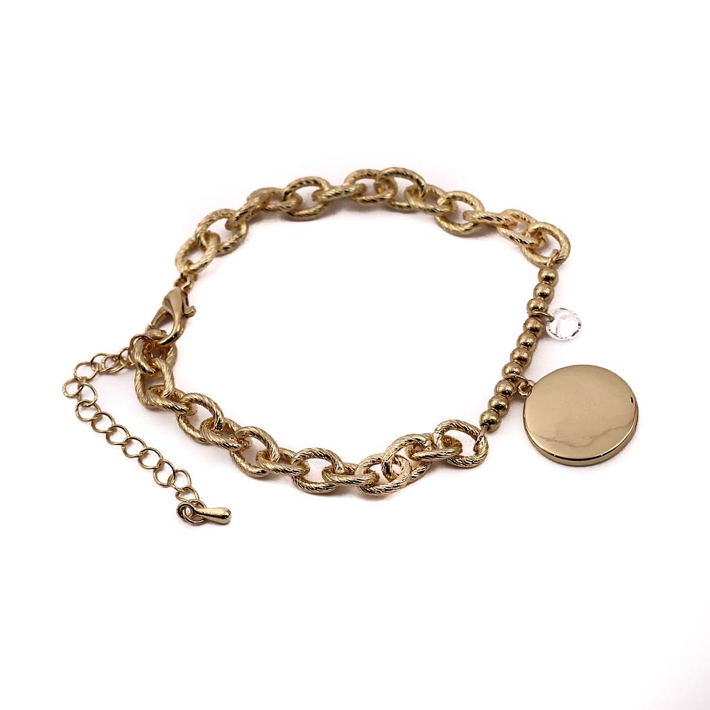 PUL22312 Pulsera Acero dorada VL con piedritas