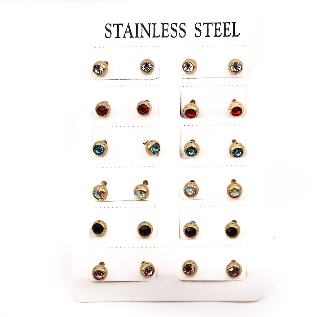 AR38950-12 Docena Broquel de Acero Dorado piedrita color