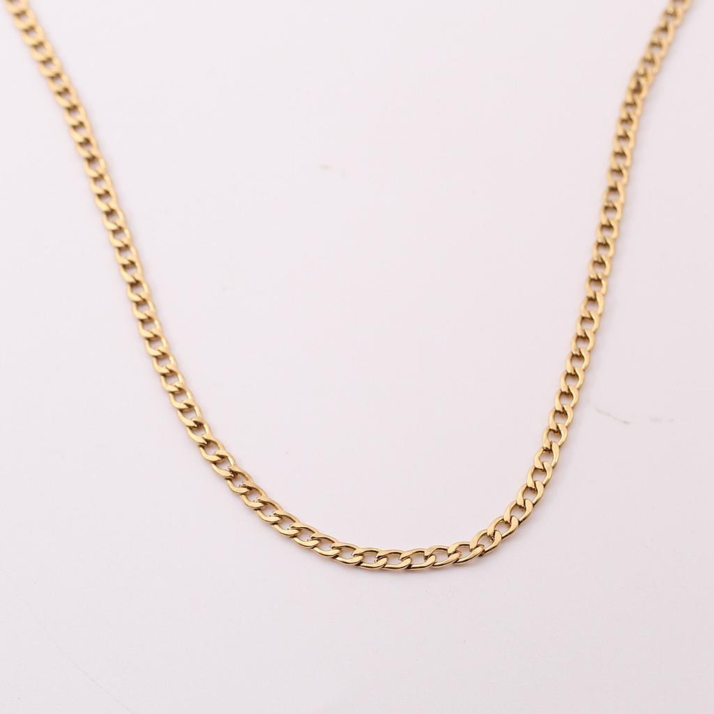 COL426 Cadena Acero dorada mediana barbada .08