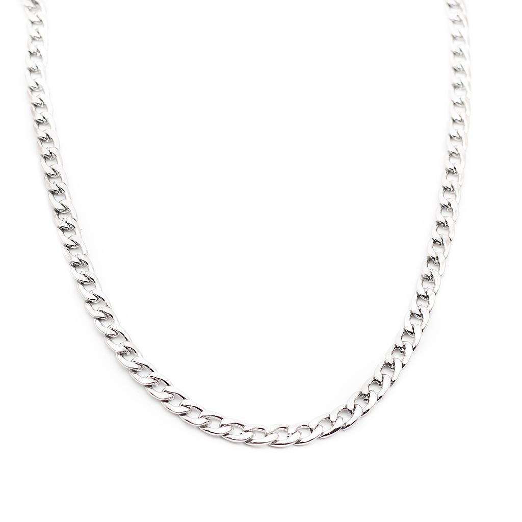 COL430	Cadena Acero plateada mediana barbada 1.6