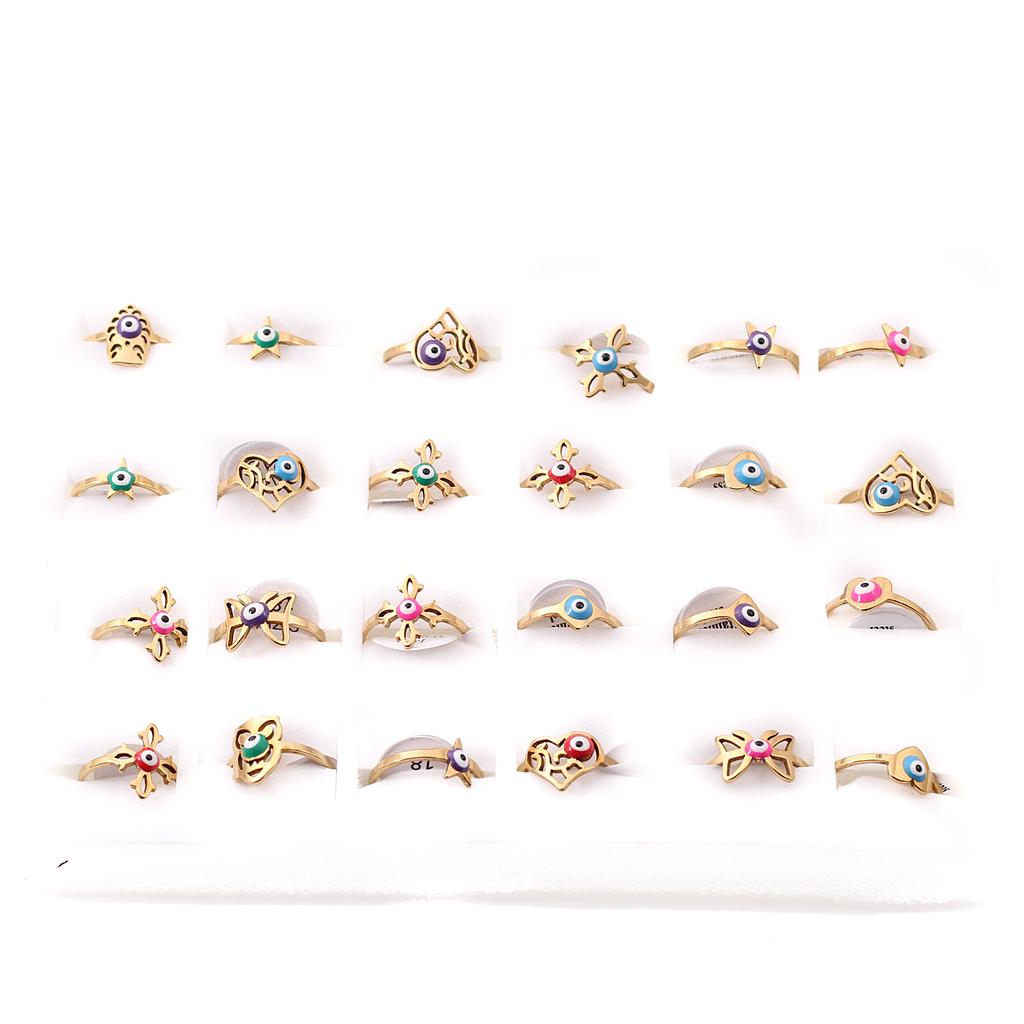 AN2102 Anillo Acero Dorado figura con ojo