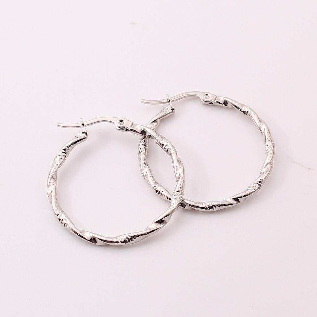 AR14731 Arracada Acero diseño Plateado 30mm