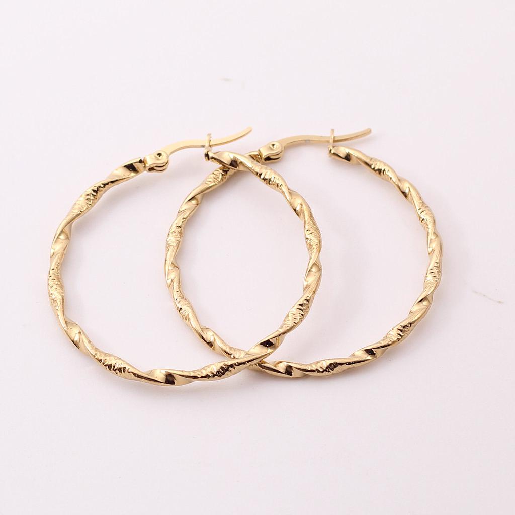 AR14742	 Arracada Acero diseño Dorada 40mm