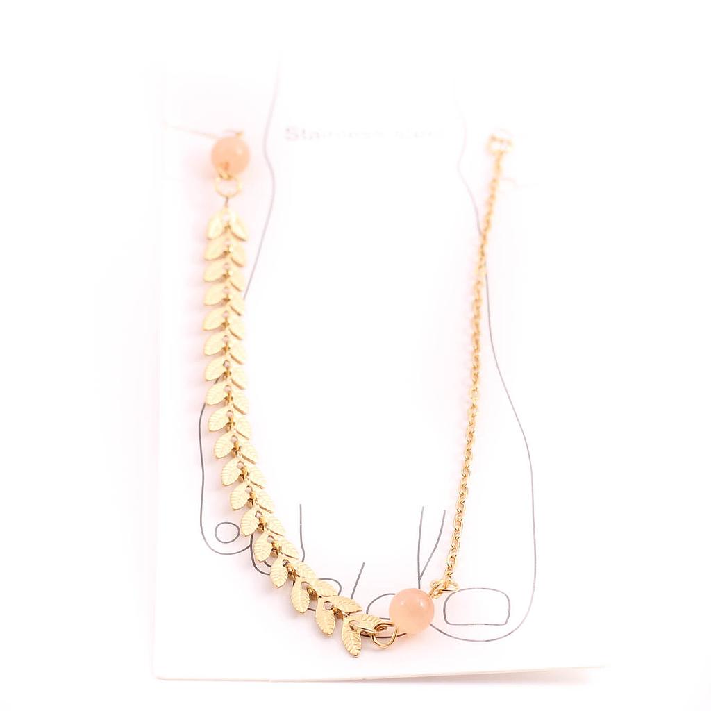 BL22703	 Pulsera Tobillera Acero dorado  palmitas
