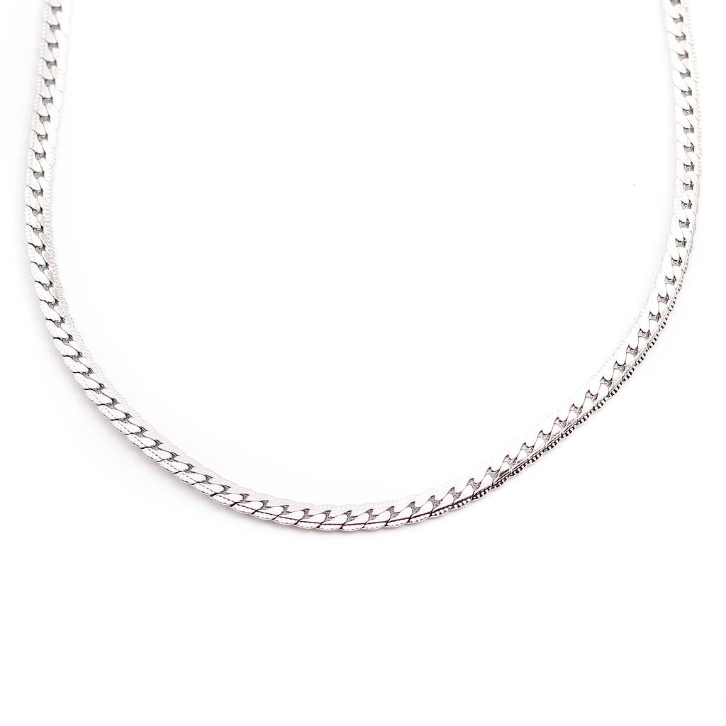 COL439  Cadena Acero Panza Víbora Delgada Plateada 60cm grosor 40mm