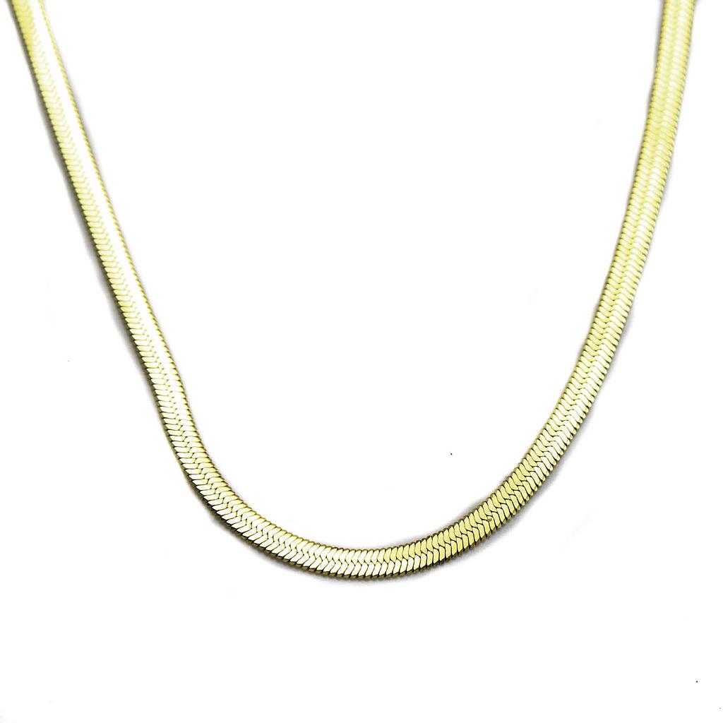 670267 Gargantilla Plana acero dorada 40cm 2mm