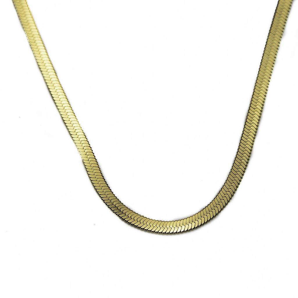 670274 Gargantilla Plana acero dorada 40cm 3mm