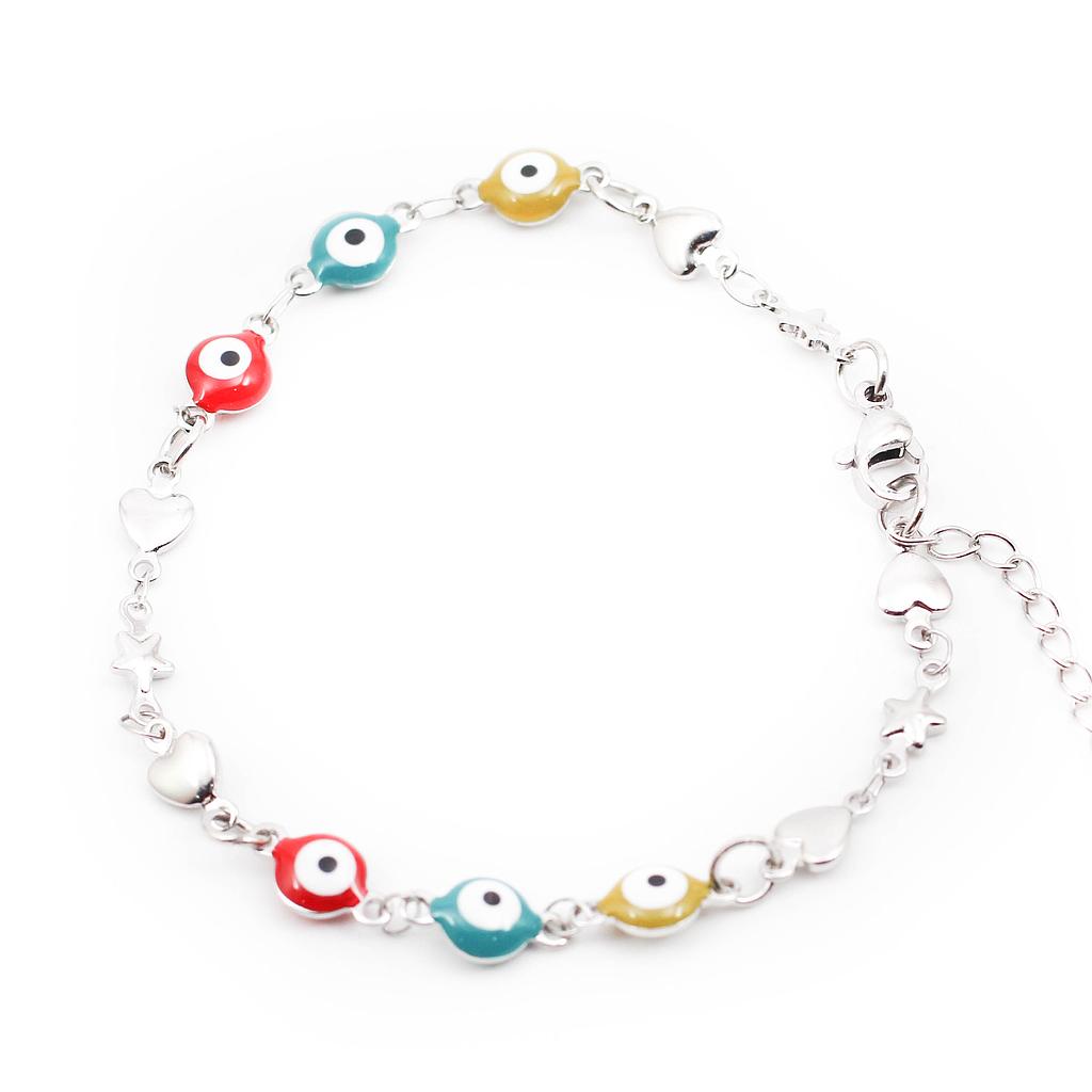 PUL14451 Pulsera Acero  Plateado con 6 Ojo color