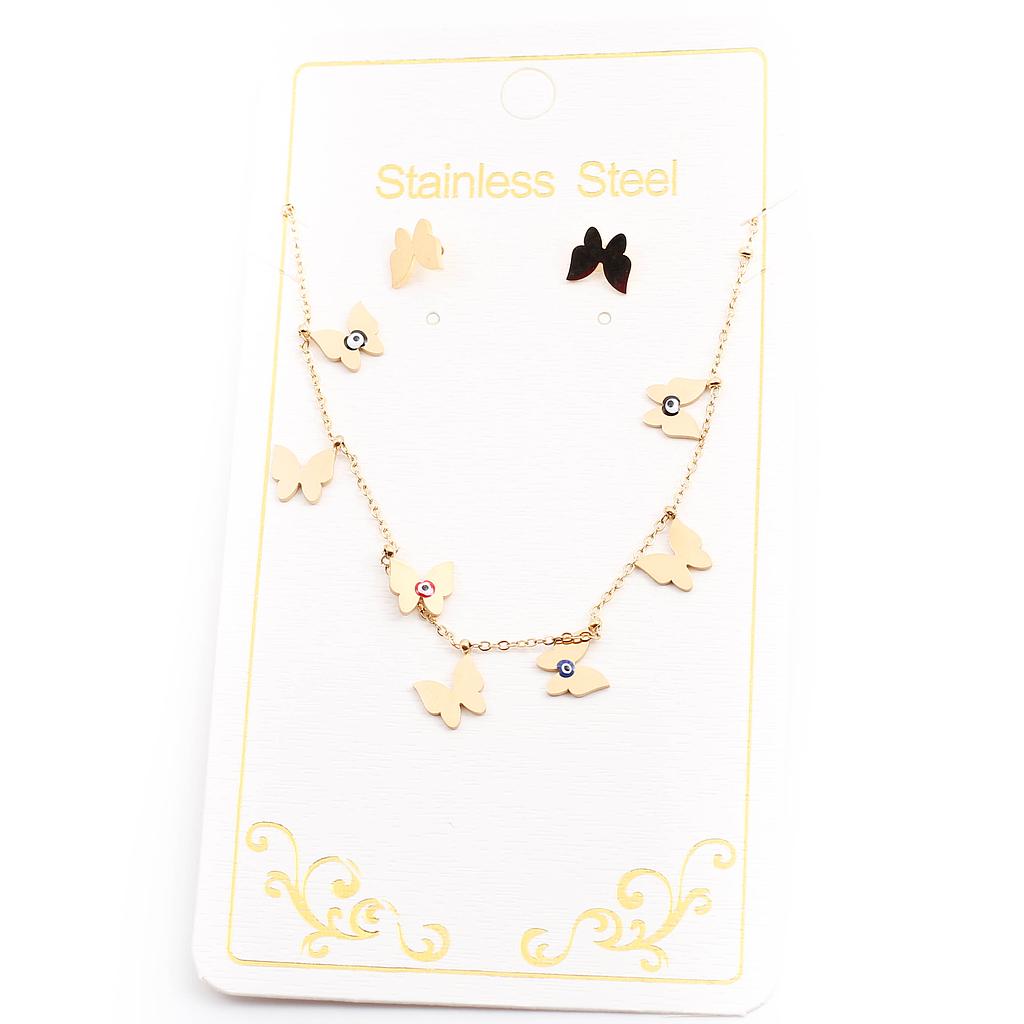 COL188 Juego Acero Dorado figuras con ojo turco