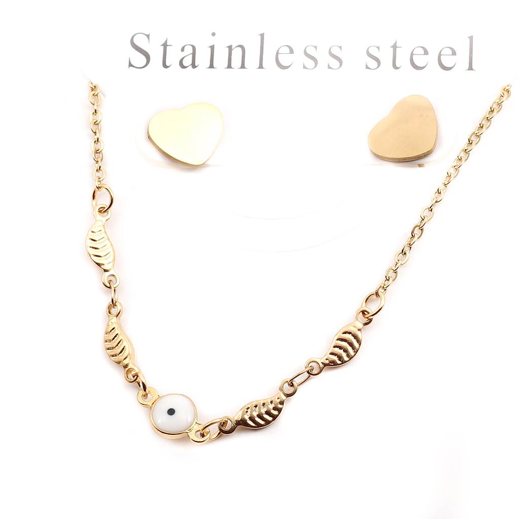 COL148 Juego Acero Dorado sencillo ojo turco