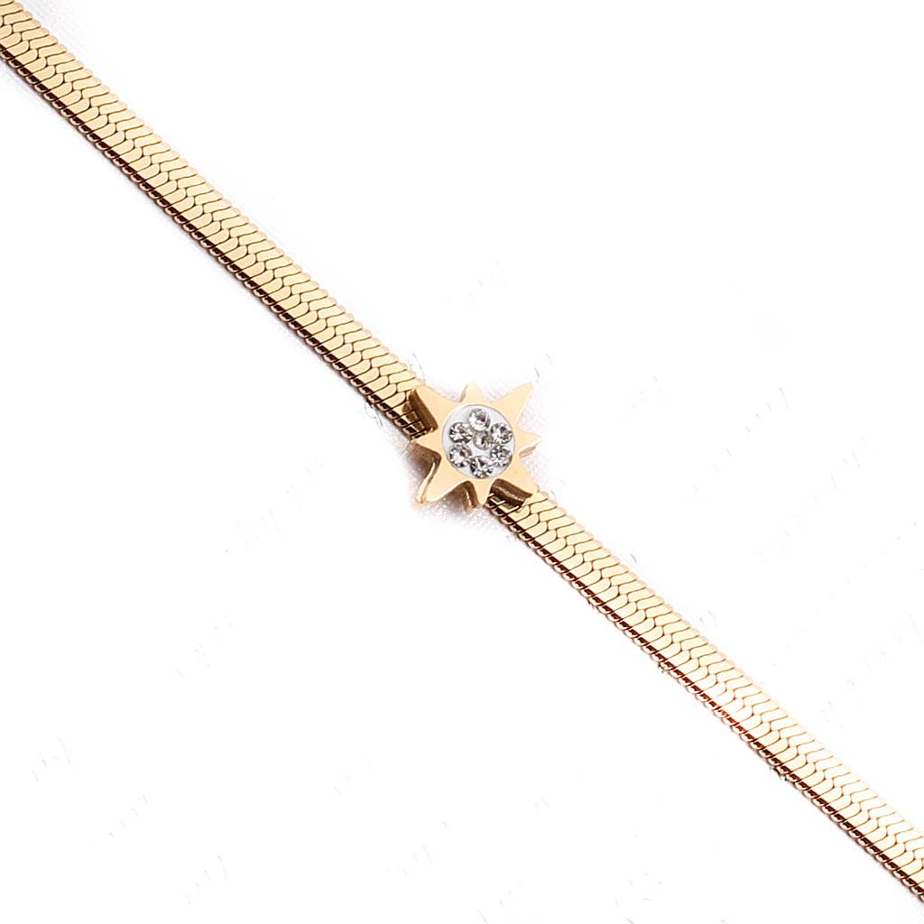 PUL1442 Pulsera Acero Dorada Pecho vivora figura con piedritas