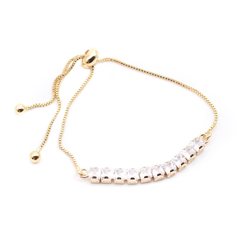 PUL12132 Pulsera Acero dorada Ajustable con piedras