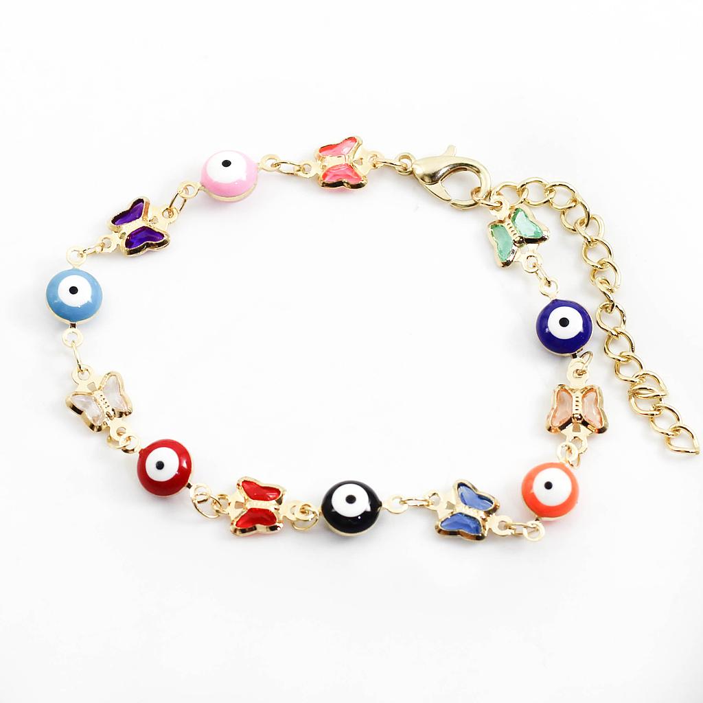PUL23203 Pulsera Acero Dorada ojos y mariposas