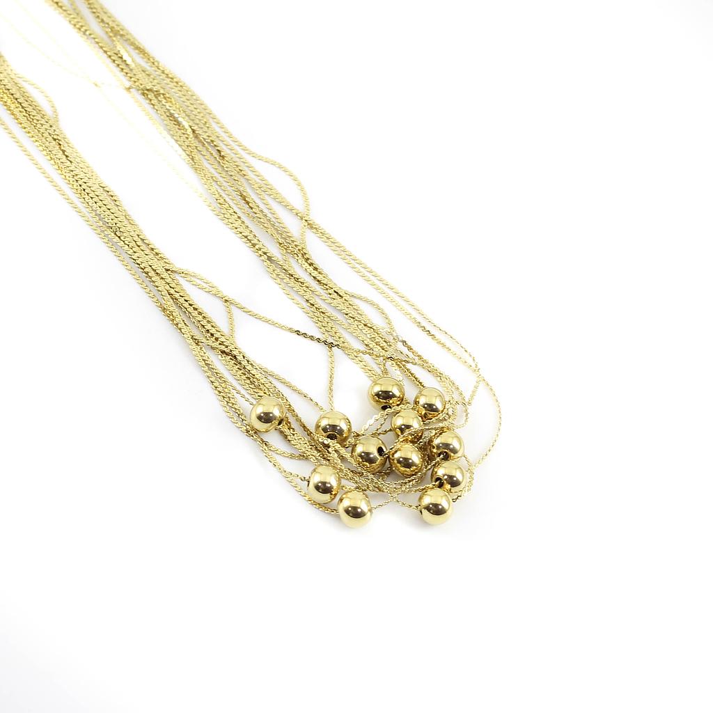 COL160863 Collar Acero Dorado de cadena trenzada con bolita.(DOCENA)