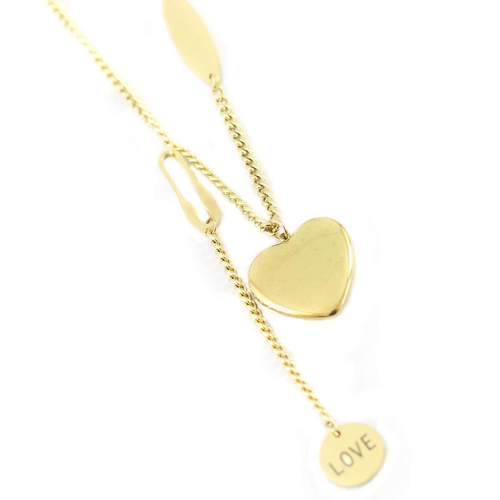 COL160836 Collar Acero Dorado Good luck