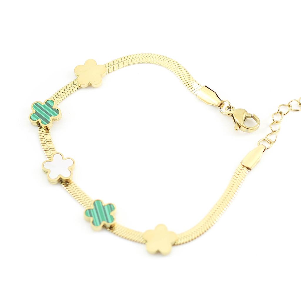 PUL160856 Pulsera Acero dorada con dijes tricolor