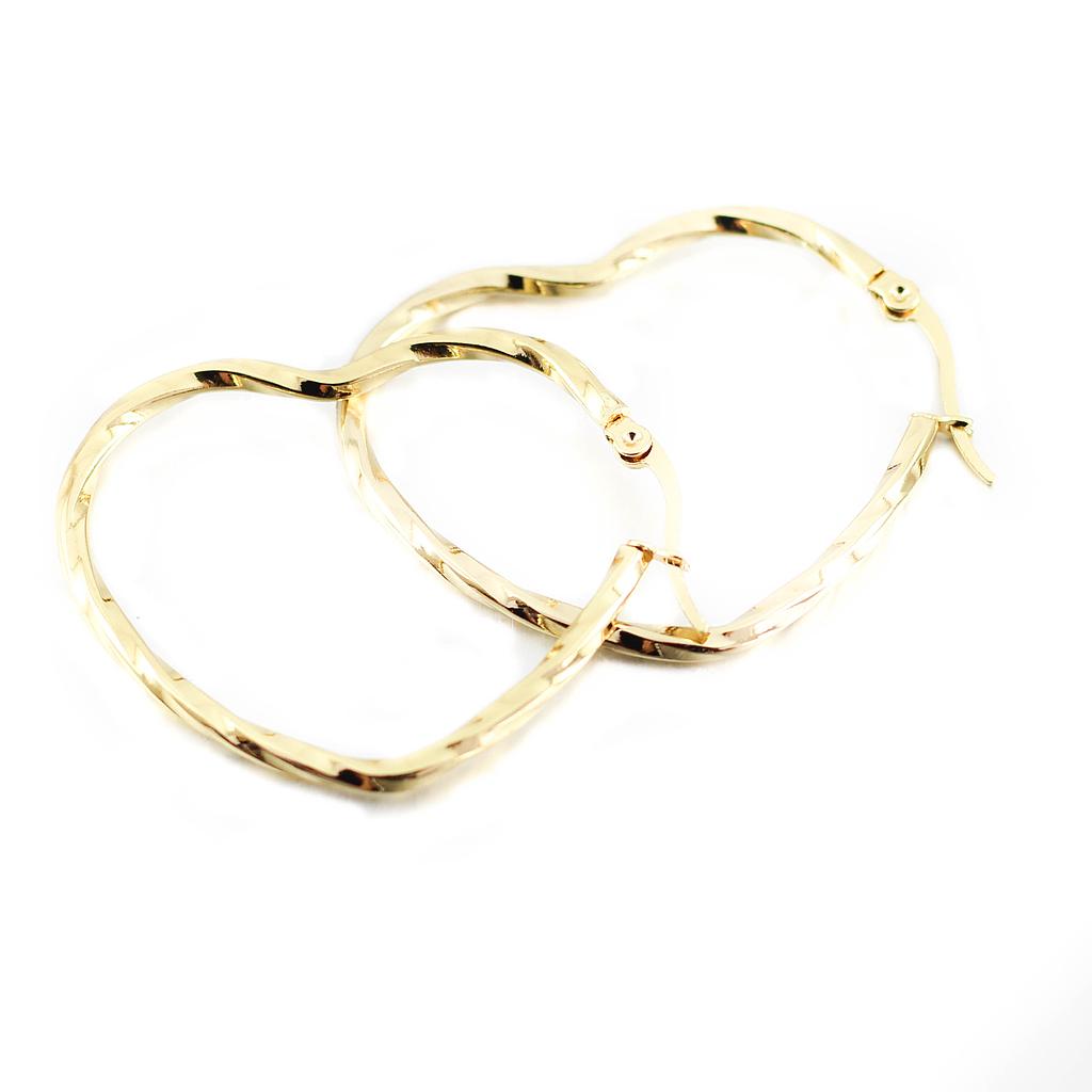 AR22112	Arracada Acero corazón diseño Dorada 50mm