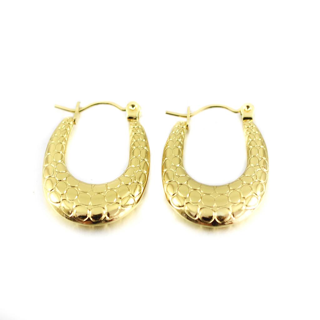 AR225021 Arracada Acero dorada ovalada diseño