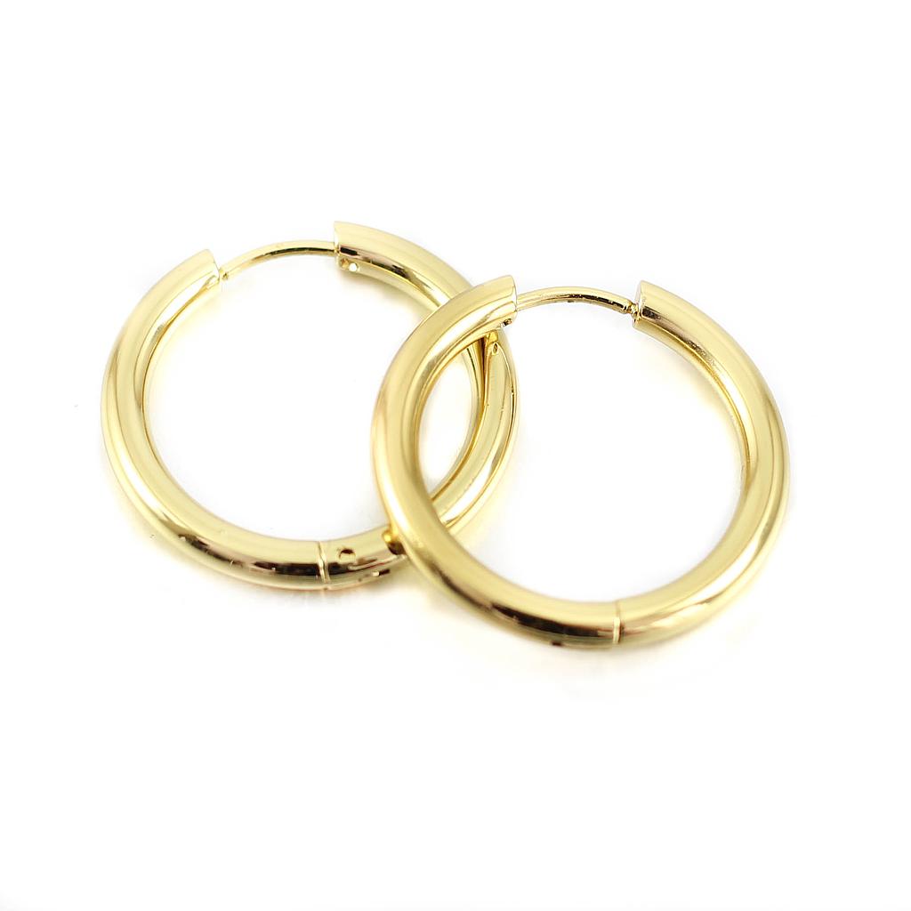 AR23403 Arracada Acero Gruesa Dorada 20 mm