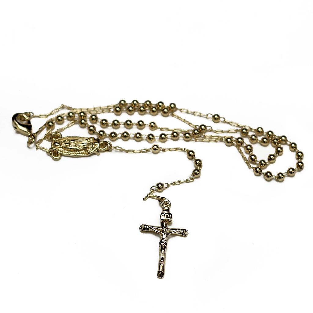 COL45 Rosario Acero Dorado Virgen Guadalupe Chico