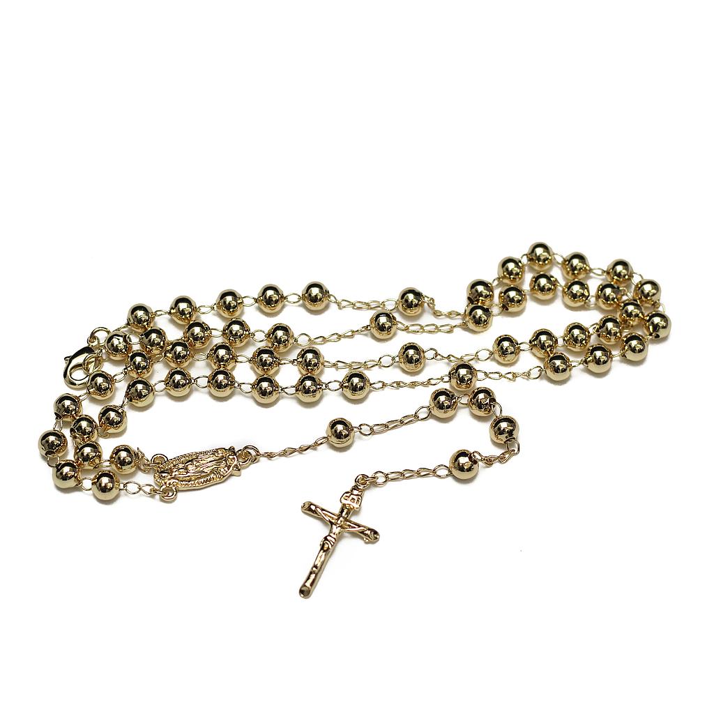 COL60 Rosario Acero Dorado Virgen Guadalupe Grande