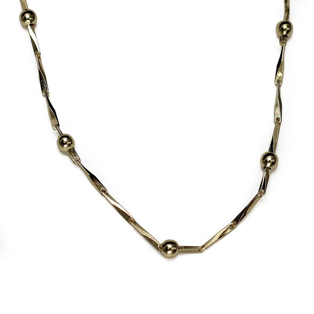 COL459 Cadena Acero dorada bolitas y palitos