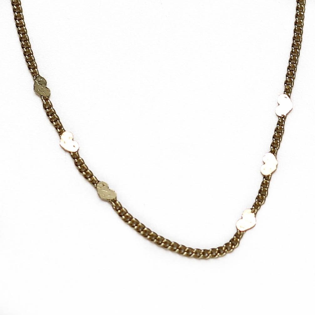 COL467  Cadena Acero dorada corazón planito