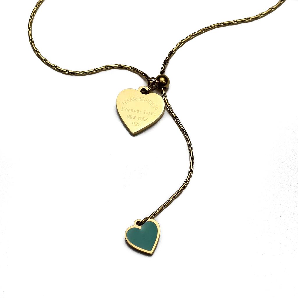 COL160854 Collar Acero Dorado con corazón forever love