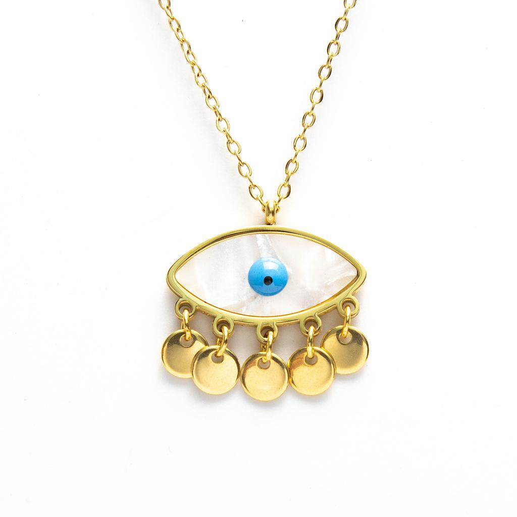 COL160820 Collar Acero dorado pecho de cocodrilo con ojos 5.5