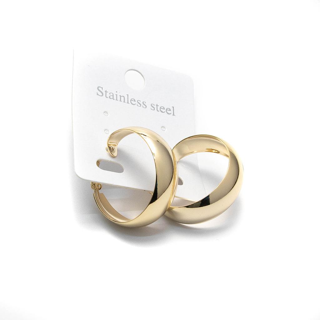 AR22817 Arracada Gruesa Acero Dorada 30 mm